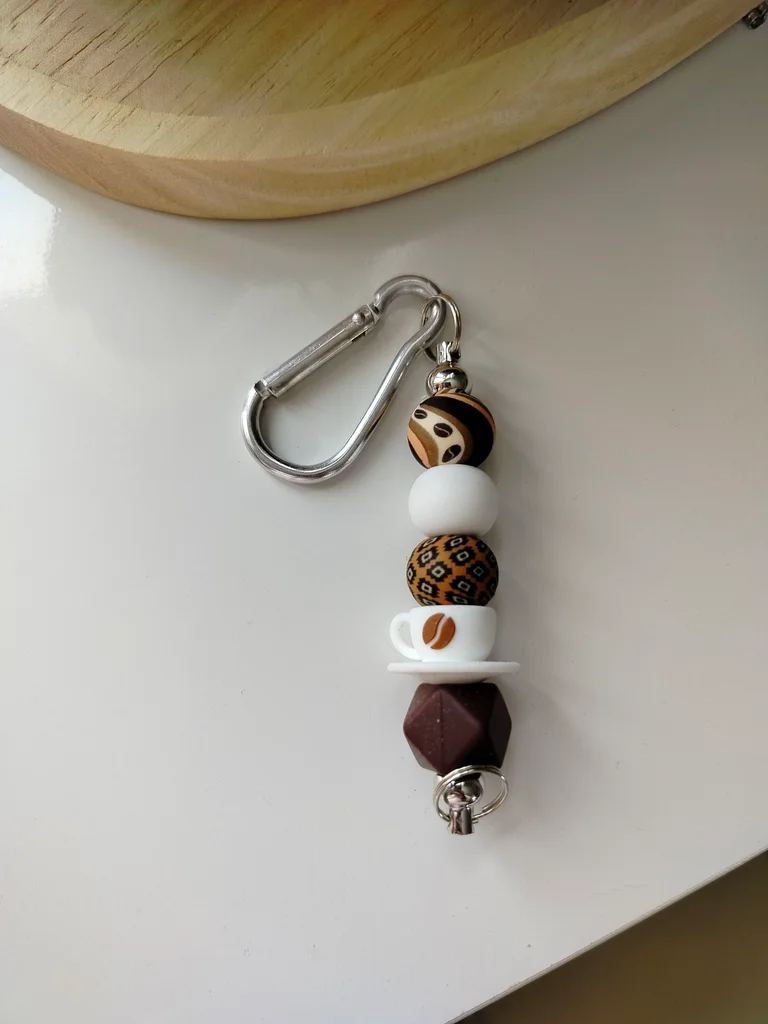 Silicone pearl keychain coffee pattern - bag jewelry – photo 2